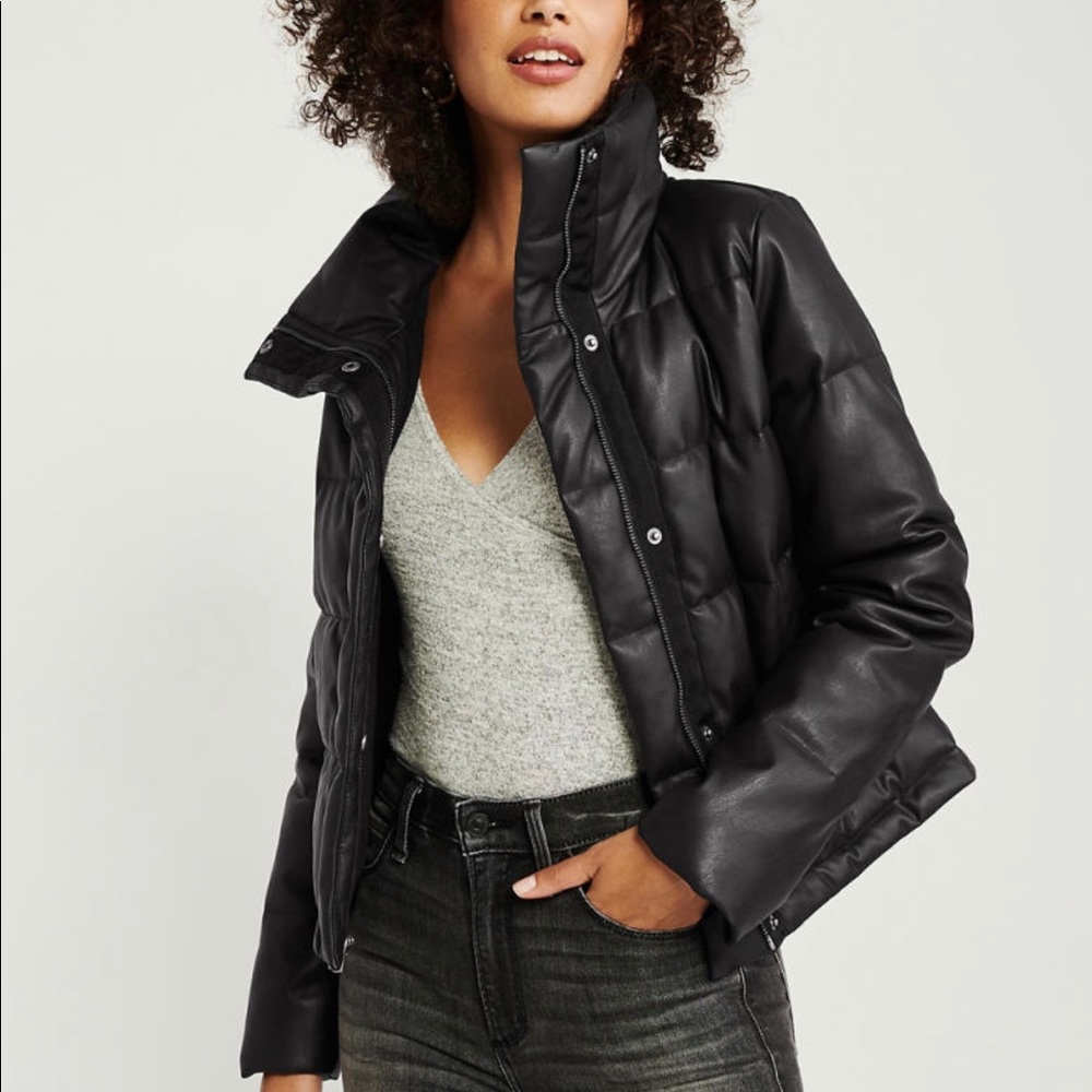 Abercrombie and Fitch black puffer jacket .